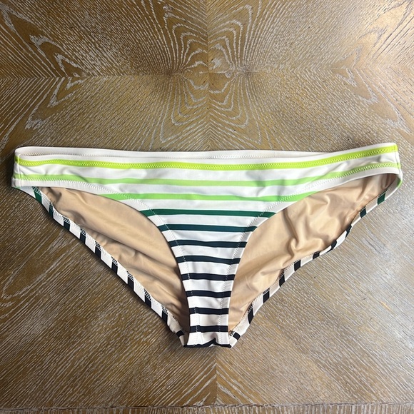 J. CREW Green Striped Bikini Bottom L - Picture 1 of 9
